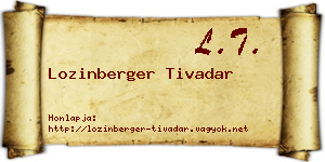 Lozinberger Tivadar névjegykártya